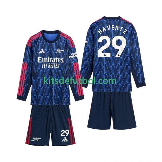 Equipación completa Niño Arsenal Havertz 29 Camiseta de visitante 2025-2026 Manga Larga