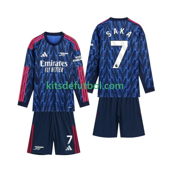 Equipación completa Niño Arsenal Saka 7 Camiseta de visitante 2025-2026 Manga Larga