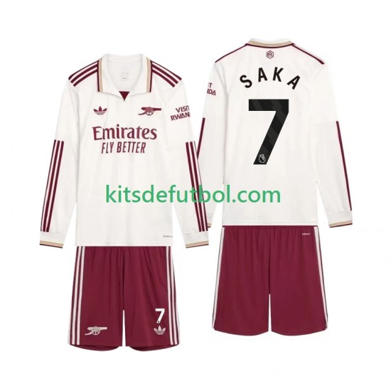 Equipación completa Niño Arsenal Saka 7 Camiseta alternativa 2025-2026 Manga Larga