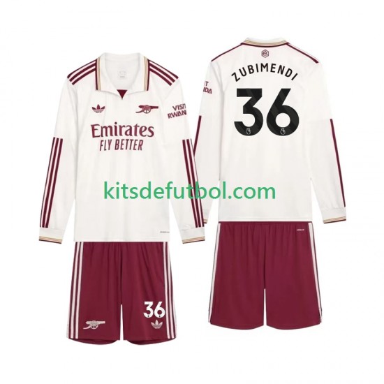Equipación completa Niño Arsenal Zubimendi 36 Camiseta alternativa 2025-2026 Manga Larga