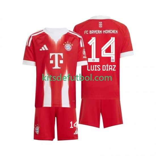 Equipación completa Niño Bayern de Múnich Luis Diaz 14 Camiseta de local 2025-2026 Manga Corta