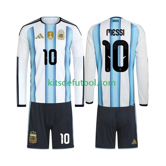Equipación completa Niño Argentina Lionel Messi 10 World Cup 2026 Camiseta de local Manga Larga