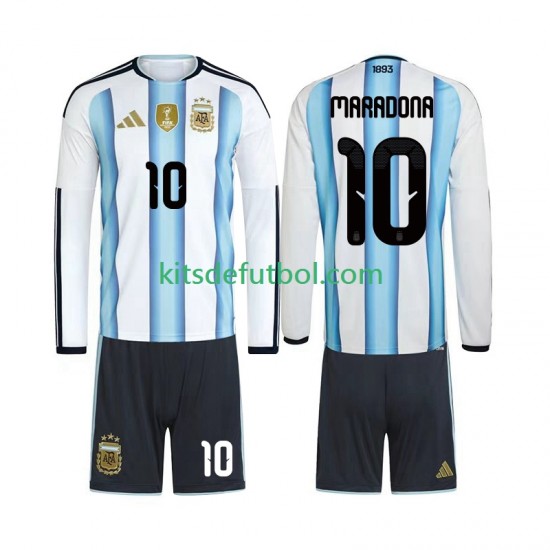Equipación completa Niño Argentina Maradona 10 World Cup 2026 Camiseta de local Manga Larga