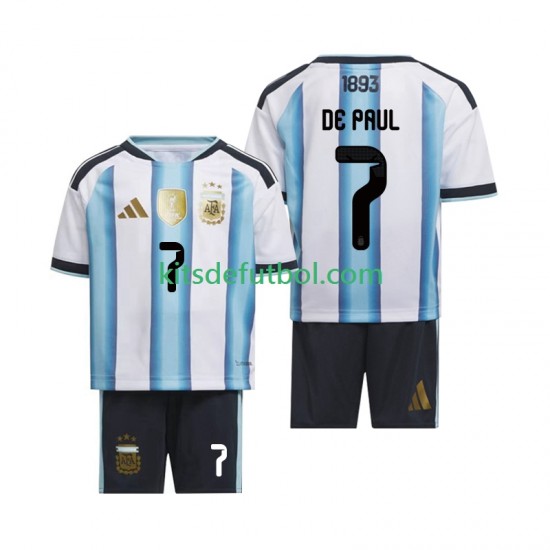 Equipación completa Niño Argentina Rodrigo De Paul 7 World Cup 2026 Camiseta de local Manga Corta