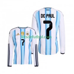 Argentina Rodrigo De Paul 7 World Cup 2026 Hombre Camiseta de local Manga Larga