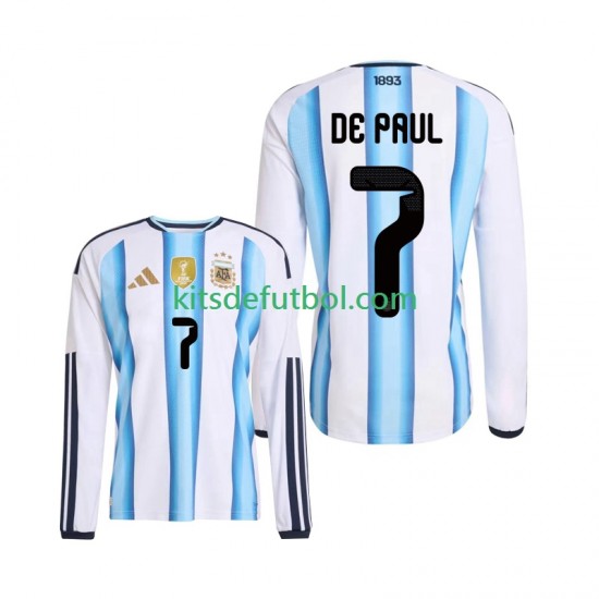 Argentina Rodrigo De Paul 7 World Cup 2026 Hombre Camiseta de local Manga Larga
