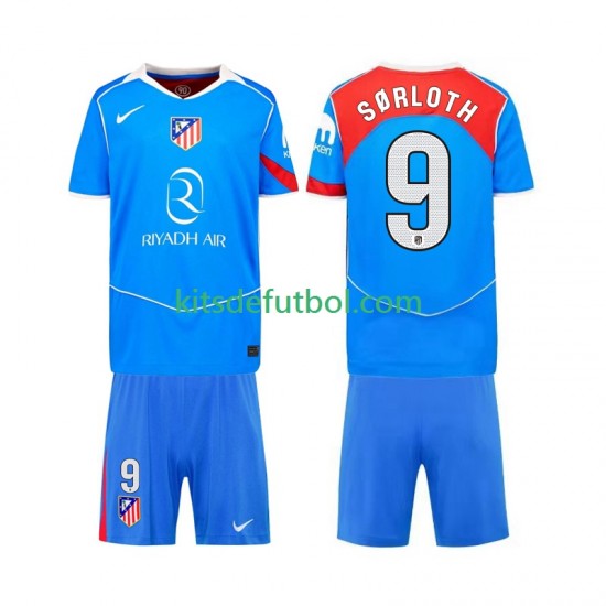 Equipación completa Niño Atlético Madrid Alexander Sorloth 9 Camiseta alternativa 2025-2026 Manga Corta