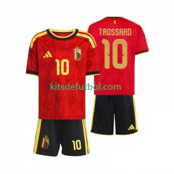 Equipación completa Niño Bélgica Leandro Trossard 10 World Cup 2026 Camiseta de local Manga Corta