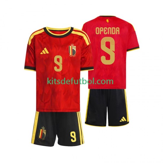 Equipación completa Niño Bélgica Openda 9 World Cup 2026 Camiseta de local Manga Corta