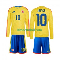Equipación completa Niño Colombia James Rodriguez 10 World Cup 2026 Camiseta de local Manga Larga