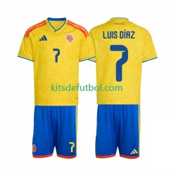 Equipación completa Niño Colombia Luis Diaz 7 World Cup 2026 Camiseta de local Manga Corta