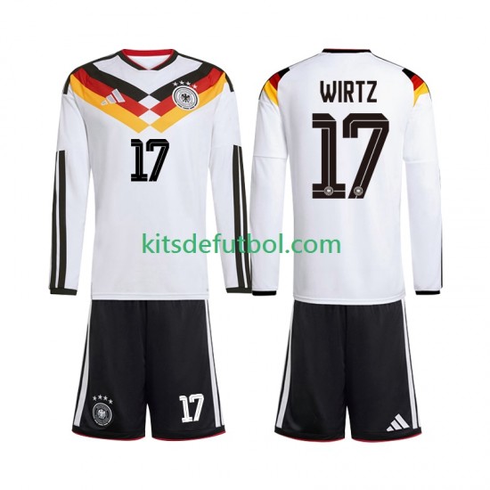Equipación completa Niño Alemania Florian Wirtz 17 World Cup 2026 Camiseta de local Manga Larga