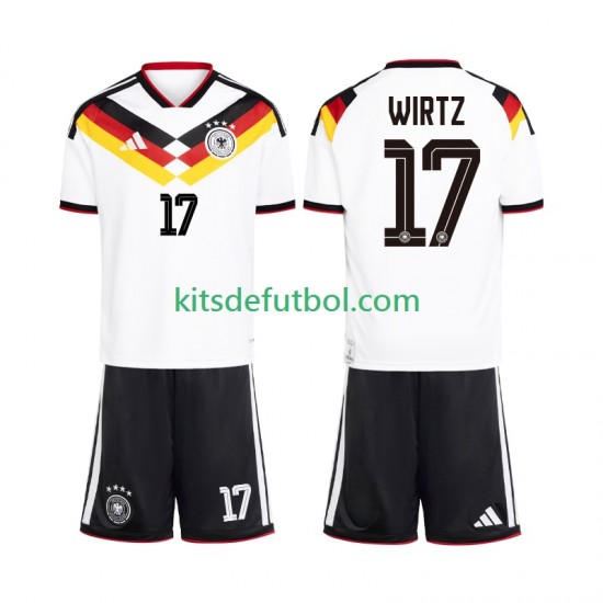Equipación completa Niño Alemania Florian Wirtz 17 World Cup 2026 Camiseta de local Manga Corta