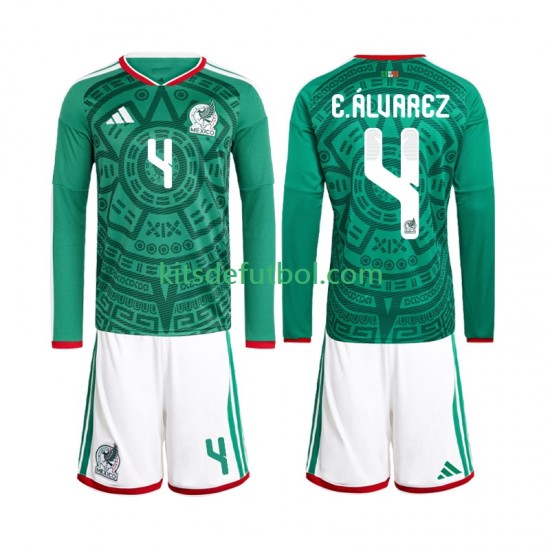 Equipación completa Niño México Edson Alvarez 4 World Cup 2026 Camiseta de local Manga Larga