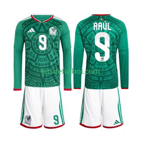 Equipación completa Niño México Raul Jimenez 9 World Cup 2026 Camiseta de local Manga Larga