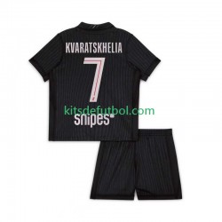 Equipación completa Niño Paris Saint-Germain Khvicha Kvaratskhelia 7 Camiseta Cuarta 2025-2026 Manga Corta