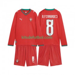 Equipación completa Niño Portugal Bruno Fernandes 8 World Cup 2026 Camiseta de local Manga Larga