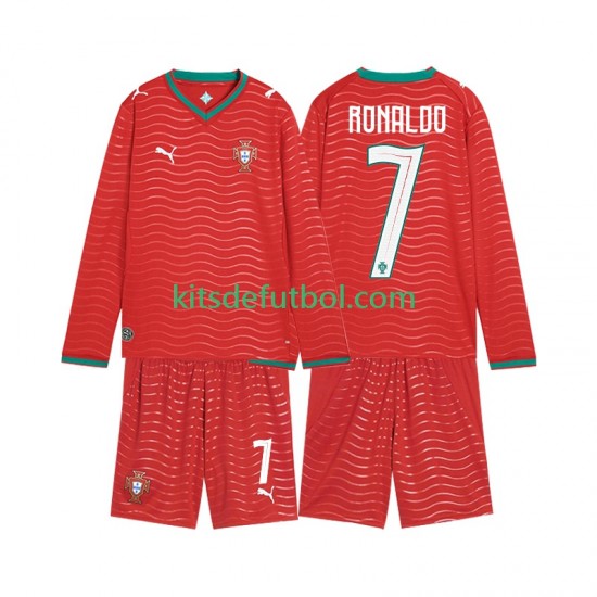 Equipación completa Niño Portugal Cristiano Ronaldo 7 World Cup 2026 Camiseta de local Manga Larga