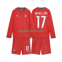 Equipación completa Niño Portugal Rafael Leao 17 World Cup 2026 Camiseta de local Manga Larga