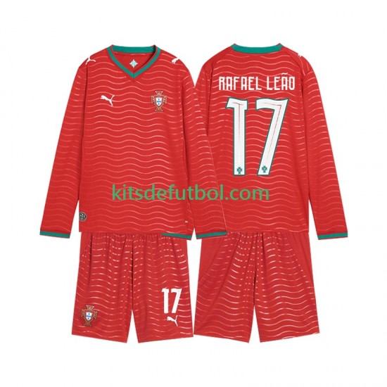 Equipación completa Niño Portugal Rafael Leao 17 World Cup 2026 Camiseta de local Manga Larga
