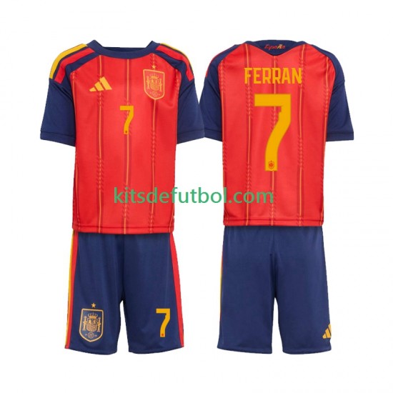 Equipación completa Niño España Ferran Torres 7 World Cup 2026 Camiseta de local Manga Corta