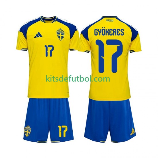 Equipación completa Niño Suecia Viktor Gyokeres 17 2026 Camiseta de local Manga Corta