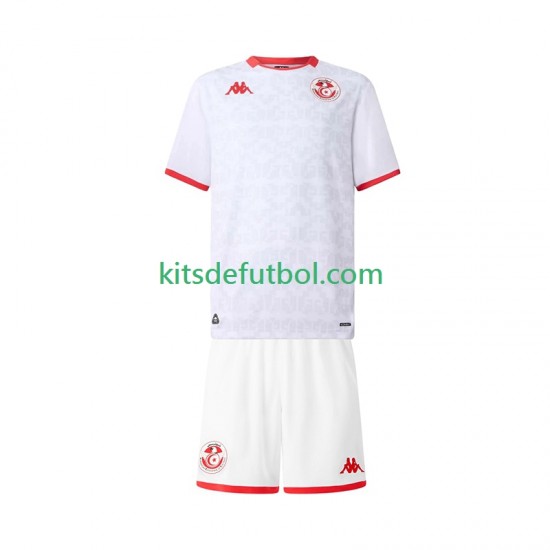 Equipación completa Niño Túnez 2025 Camiseta de visitante Manga Corta