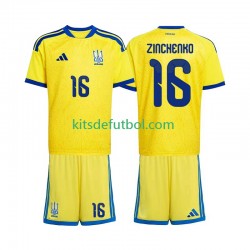 Equipación completa Niño Ucrania Oleksandr Zinchenko 16 World Cup 2026 Camiseta de local Manga Corta