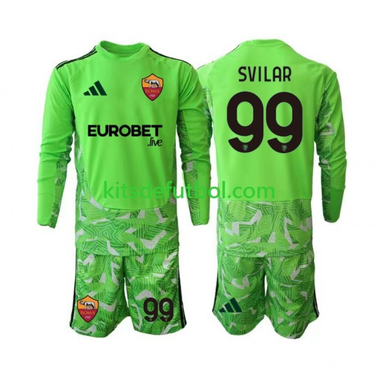 Equipación completa Niño AS Roma Portero Mile Svilar 99 Camiseta de local 2026-2027 Manga Larga