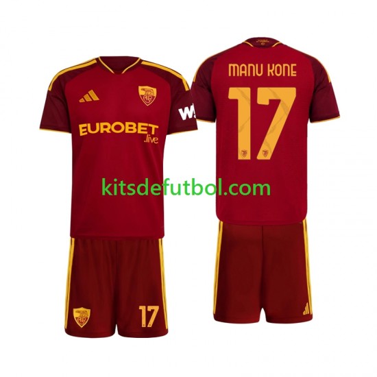 Equipación completa Niño AS Roma Manu Kone 17 Camiseta de local 2026-2027 Manga Corta