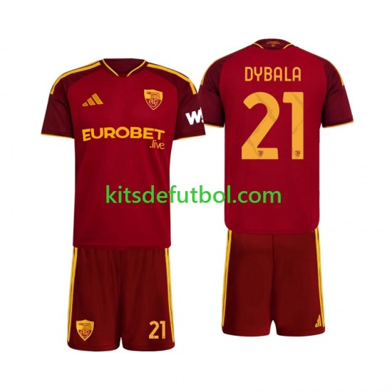 Equipación completa Niño AS Roma Paulo Dybala 21 Camiseta de local 2026-2027 Manga Corta