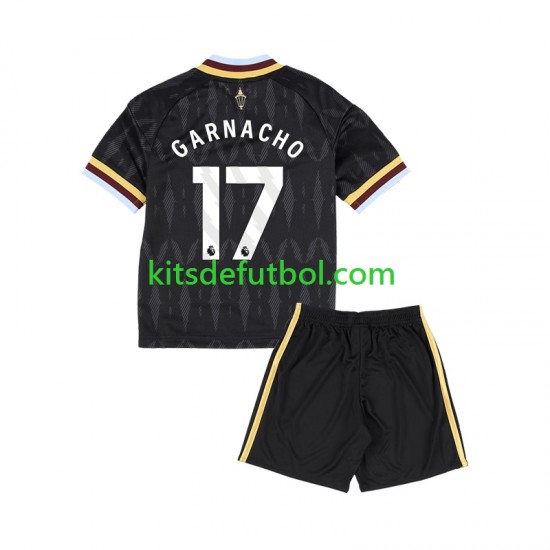 Equipación completa Niño Aston Villa Alejandro Garnacho 17 Camiseta de visitante 2026-2027 Manga Corta