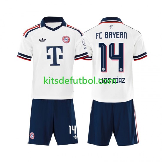 Equipación completa Niño Bayern de Múnich Luis Diaz 14 Camiseta de visitante 2026-2027 Manga Corta