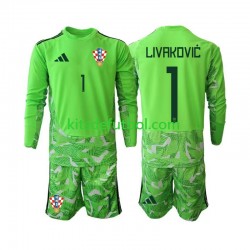 Equipación completa Niño Croacia Portero Dominik Livakovic 25 Camiseta de local 2026-2027 Manga Larga