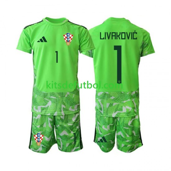Equipación completa Niño Croacia Portero Dominik Livakovic 25 Camiseta de local 2026-2027 Manga Corta