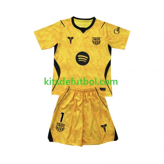 Equipación completa Niño FC Barcelona Portero Joan Garcia 1 Camiseta Cuarta 2026-2027 Manga Corta