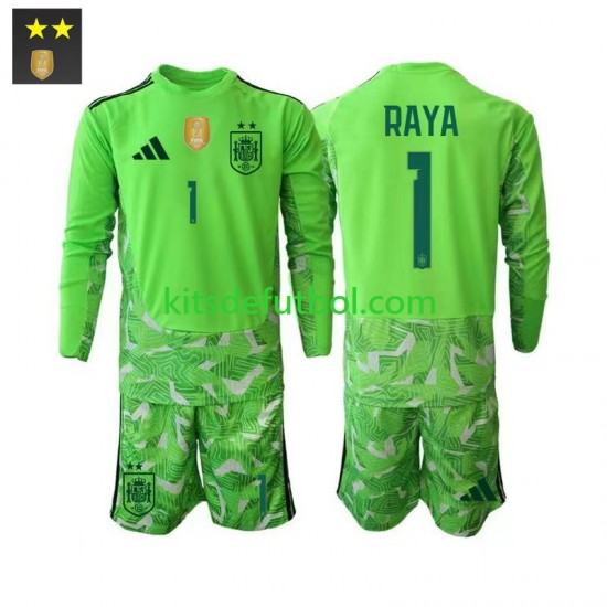 Equipación completa Niño España Portero David Raya 1 Camiseta alternativa 2026-2027 Manga Larga