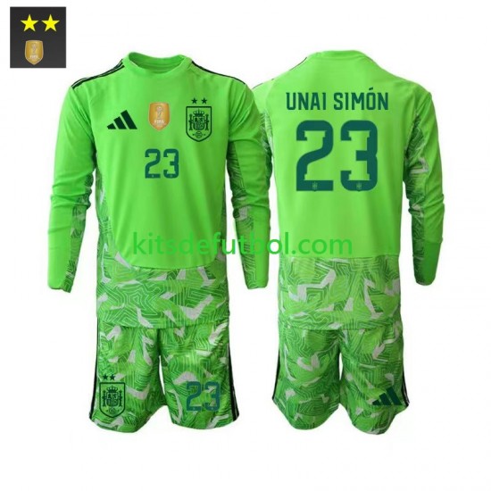 Equipación completa Niño España Portero Unai Simon 23 Camiseta alternativa 2026-2027 Manga Larga