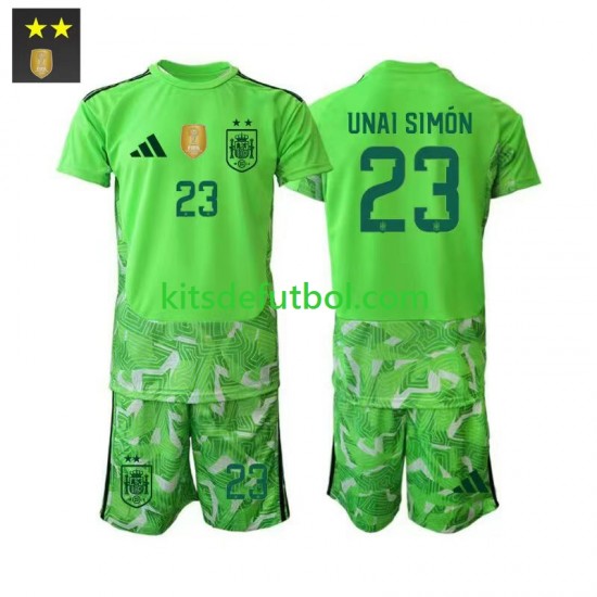 Equipación completa Niño España Portero Unai Simon 23 Camiseta alternativa 2026-2027 Manga Corta