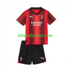 Equipación completa Niño AC Milan Camiseta de local 2023-2024 Manga Corta