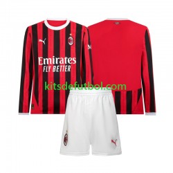 Equipación completa Niño AC Milan Camiseta de local 2024-2025 Manga Larga