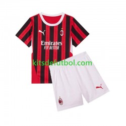 Equipación completa Niño AC Milan Camiseta de local 2024-2025 Manga Corta