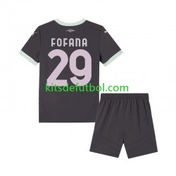 Equipación completa Niño AC Milan Fofana 29 Camiseta alternativa 2024-2025 Manga Corta