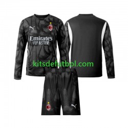 Equipación completa Niño AC Milan Portero Camiseta Negro de local 2024-2025 Manga Larga