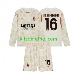 Equipación completa Niño AC Milan Portero Mike Maignan 16 Camiseta alternativa 2024-2025 Manga Larga