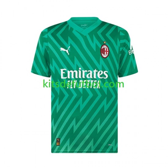 Equipación completa Niño AC Milan Portero Mike Maignan 16 Camiseta de local 2023-2024 Manga Corta