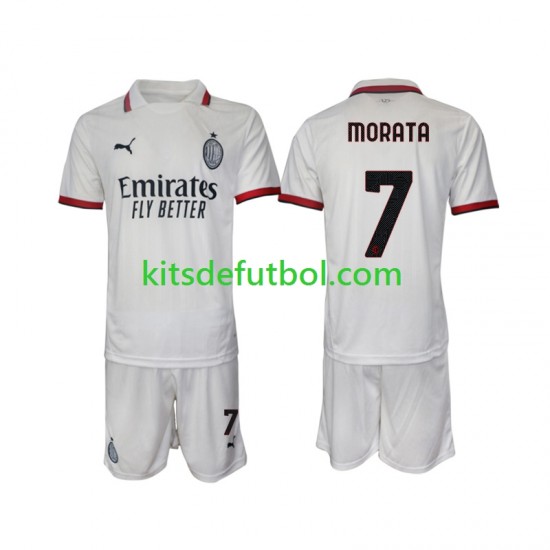 Equipación completa Niño AC Milan Morata 7 Camiseta de visitante 2024-2025 Manga Corta