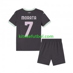 Equipación completa Niño AC Milan Morata 7 Camiseta alternativa 2024-2025 Manga Corta
