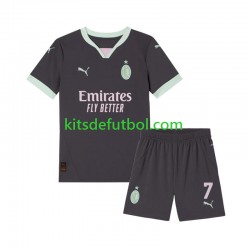 Equipación completa Niño AC Milan Morata 7 Camiseta alternativa 2024-2025 Manga Corta