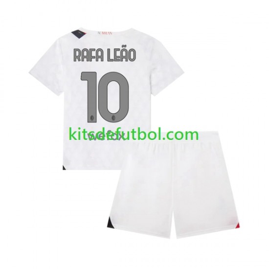 Equipación completa Niño AC Milan Rafael Leao 10 Camiseta de visitante 2023-2024 Manga Corta